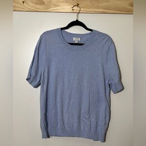 J. Crew Short Sleeve Top Light Blue Casual Women Size XXL Cotton Cashmere